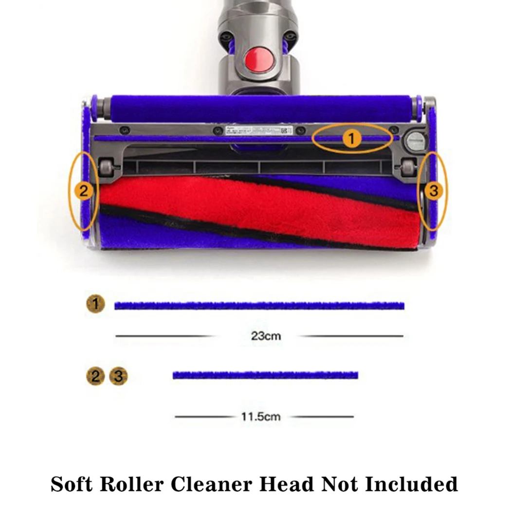 Tête de rouleau souple pour aspirateur Dyson V6, V7, V8, V10, V11, tuyau de rechange, bandes en peluche souples, tournevis