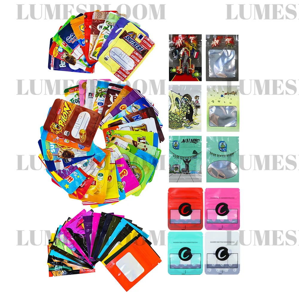 1G Empty Storage Flat Bag 7x9cm 6x8cm Clear Window Cartoon Candies Gummy Cookie Mylar Bags Sealed Zipper Packaging Customize