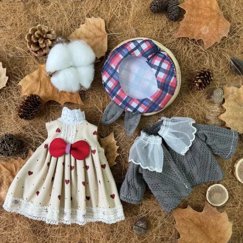 BJD Puppenkleidung, 30 cm, Maßstab 1:6, Winterkleid und süßes Hutzubehör für Mädchen-Geschenk-Outfit