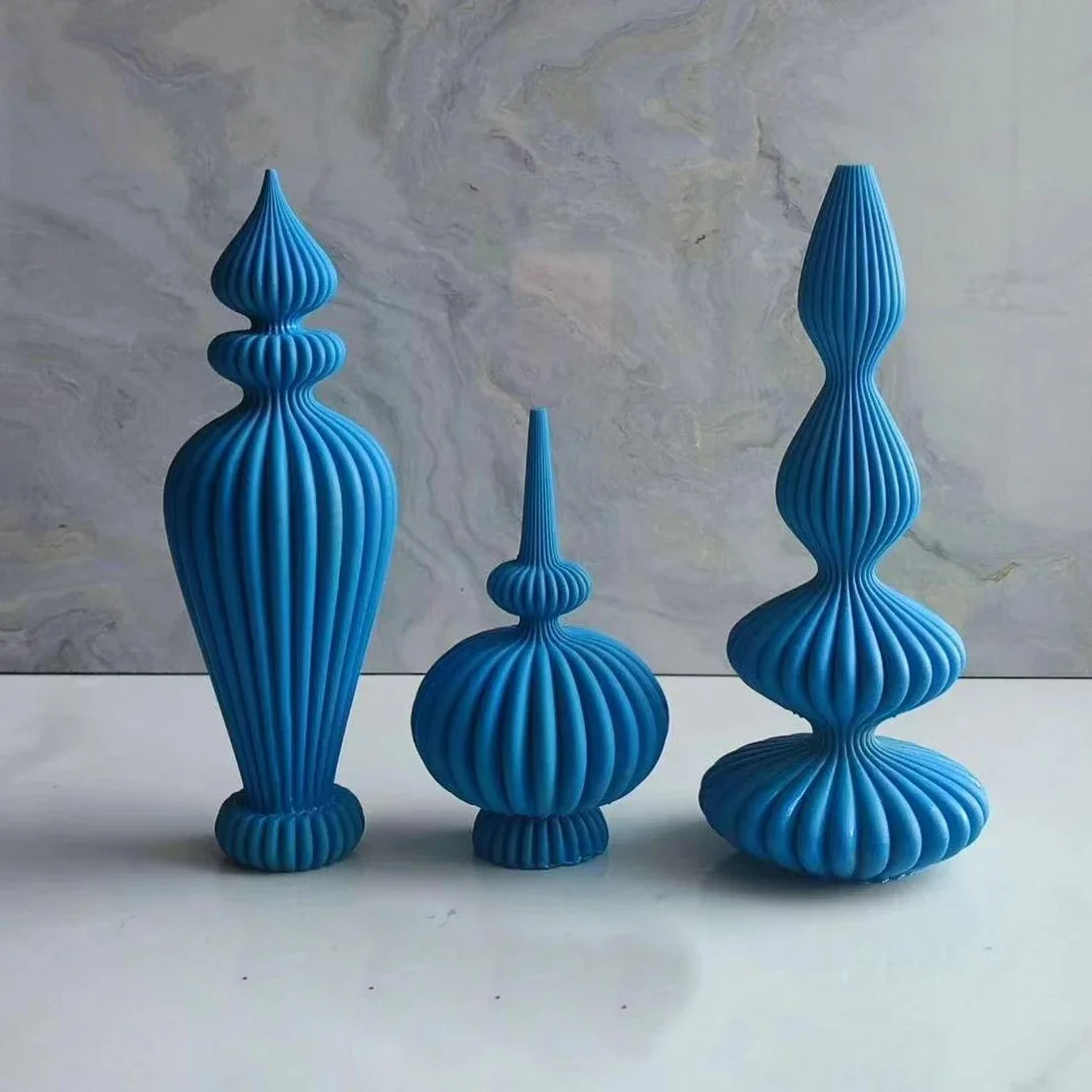 DIY Striped vase shaped candle silicone mold curved geometric cylinder Roman column vase candle mold Christmas gift gypsum mold view 5