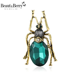 Beaut&Berry Vintage Crystal Beetle Brooches for Women Unisex Insect Pins Friends Party Gifts Banquet Jewellery Accessories