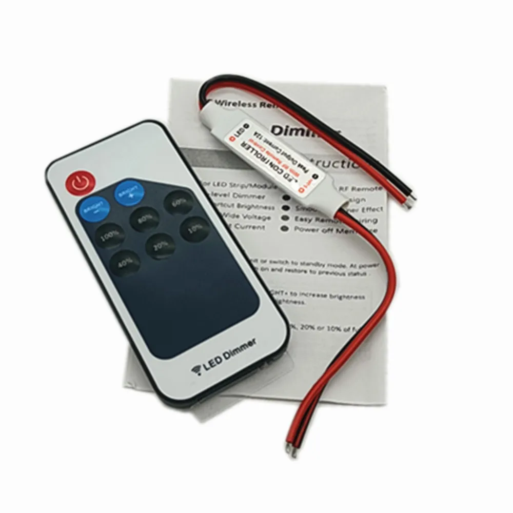 

Mini DC5V-24V 9 Keys RF Wireless Single Color Controller Remote Dimmer for 3528 5050 LED Strip Light Adjust Brightness Control