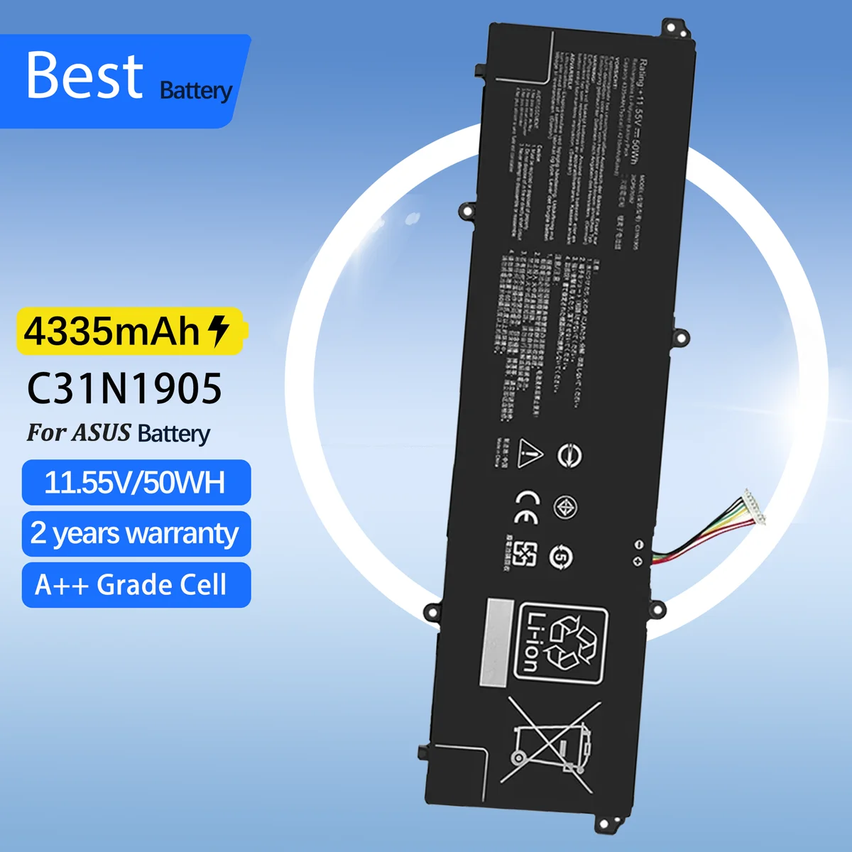 

Аккумулятор C31N1905 для ASUS VivoBook K533F S433FL S521FA S533F Adolbook adol14z adol14flc S4600F S5600F M4600I M3400QA 11,55 в 50WH