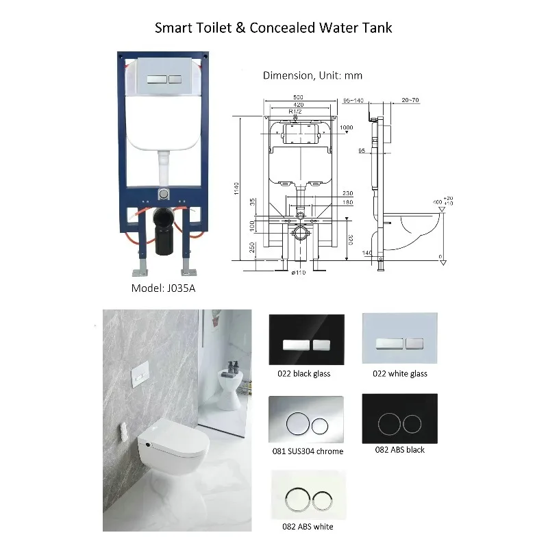Smart Wall-Hung WC Toilet Set with Automatic Operation Ceramic Elongated Bowl S-Trap Drainage Remote Control Included