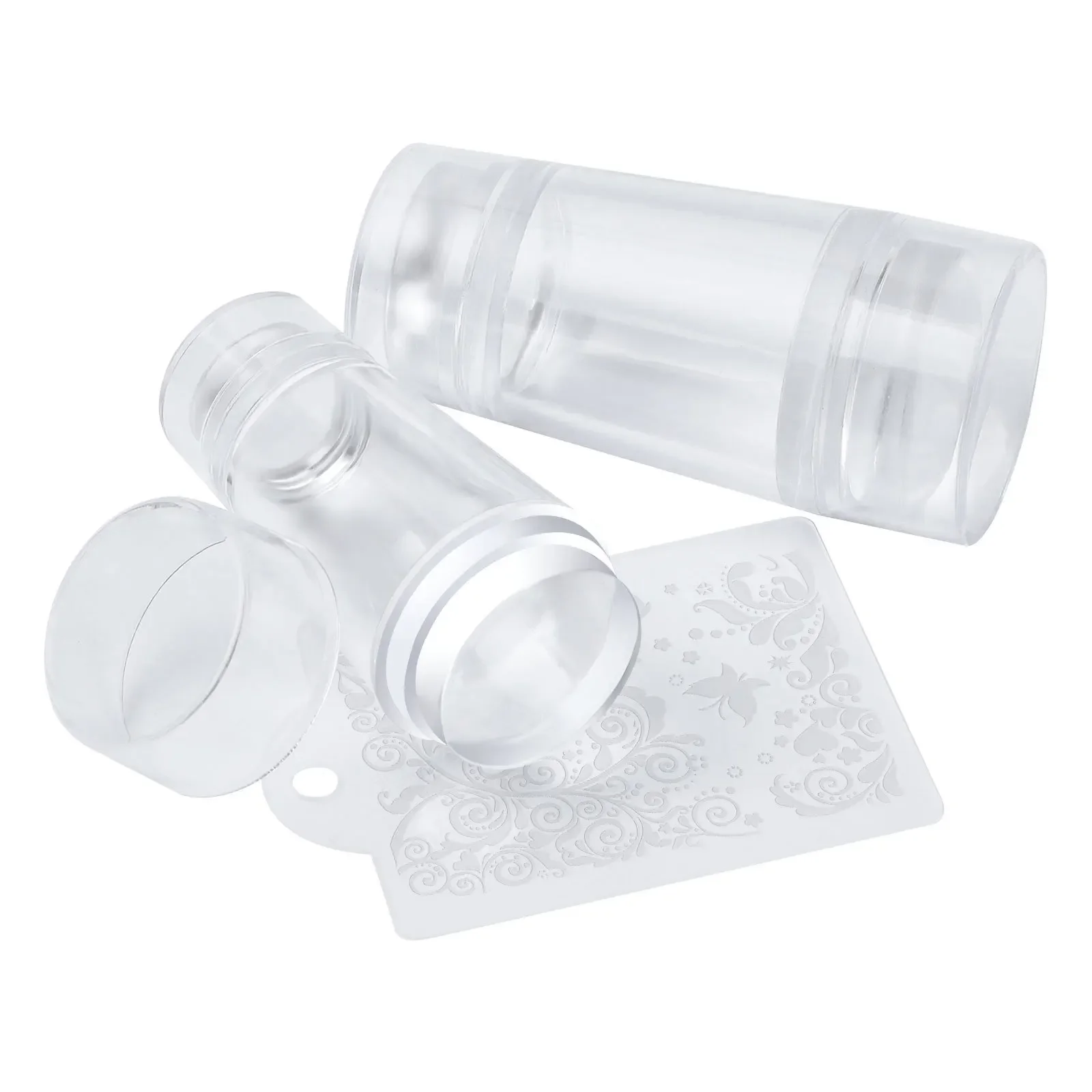 Qsezeny Clear Jelly Nail Stamper Schraper Set Siliconen Hoofd Polish Stencil Sjabloon Voor Stempelen Plaat Nail Stamp Tool Manicure