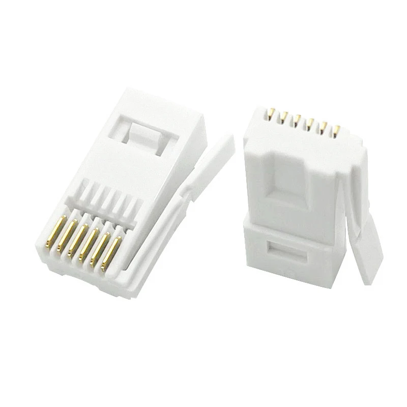 50 peças plugue rj12 estilo bt 6p6c uk conector modular de telefone fivela direita para telefone