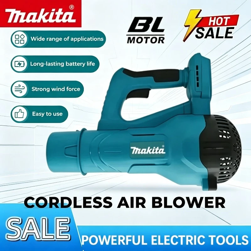 

Беспроводная воздуходувка Makita с бесщеточным двигателем, ручная, для уборки листьев, турбо-воздуходувка, совместима с аккумулятором Makita 18V.