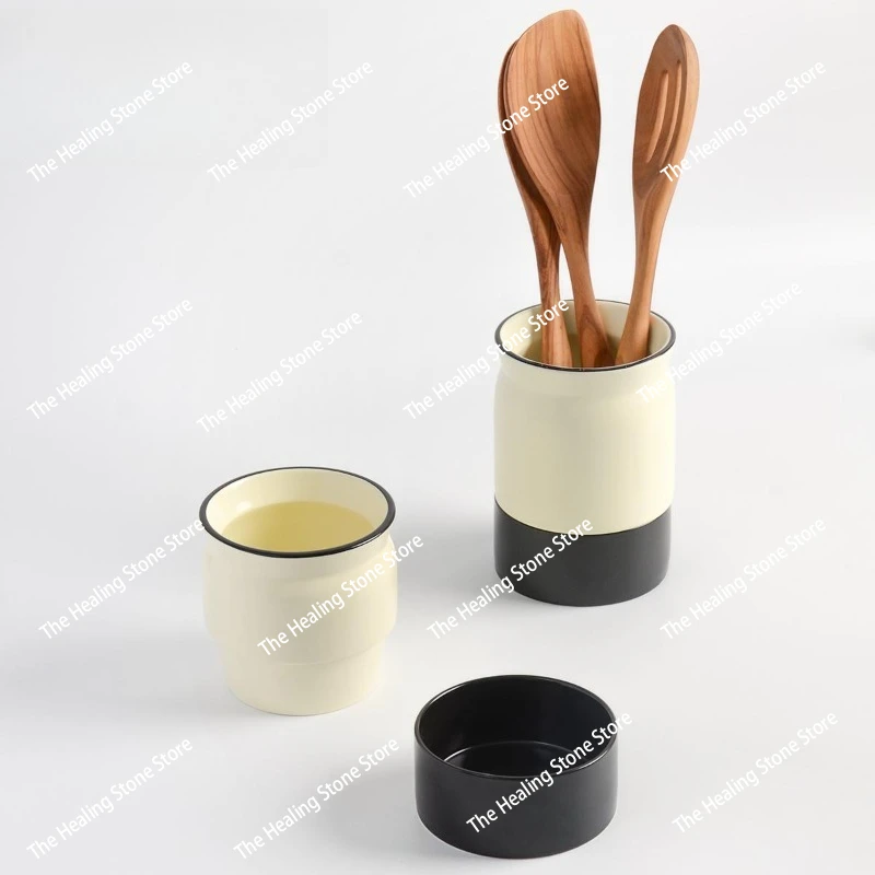 Utensil Drain Bucket Cutlery Drainer Holder Kitchen Tableware Storage Bucket Ceramics Chopstick Spoon Storage Rack Kitchen Tools
