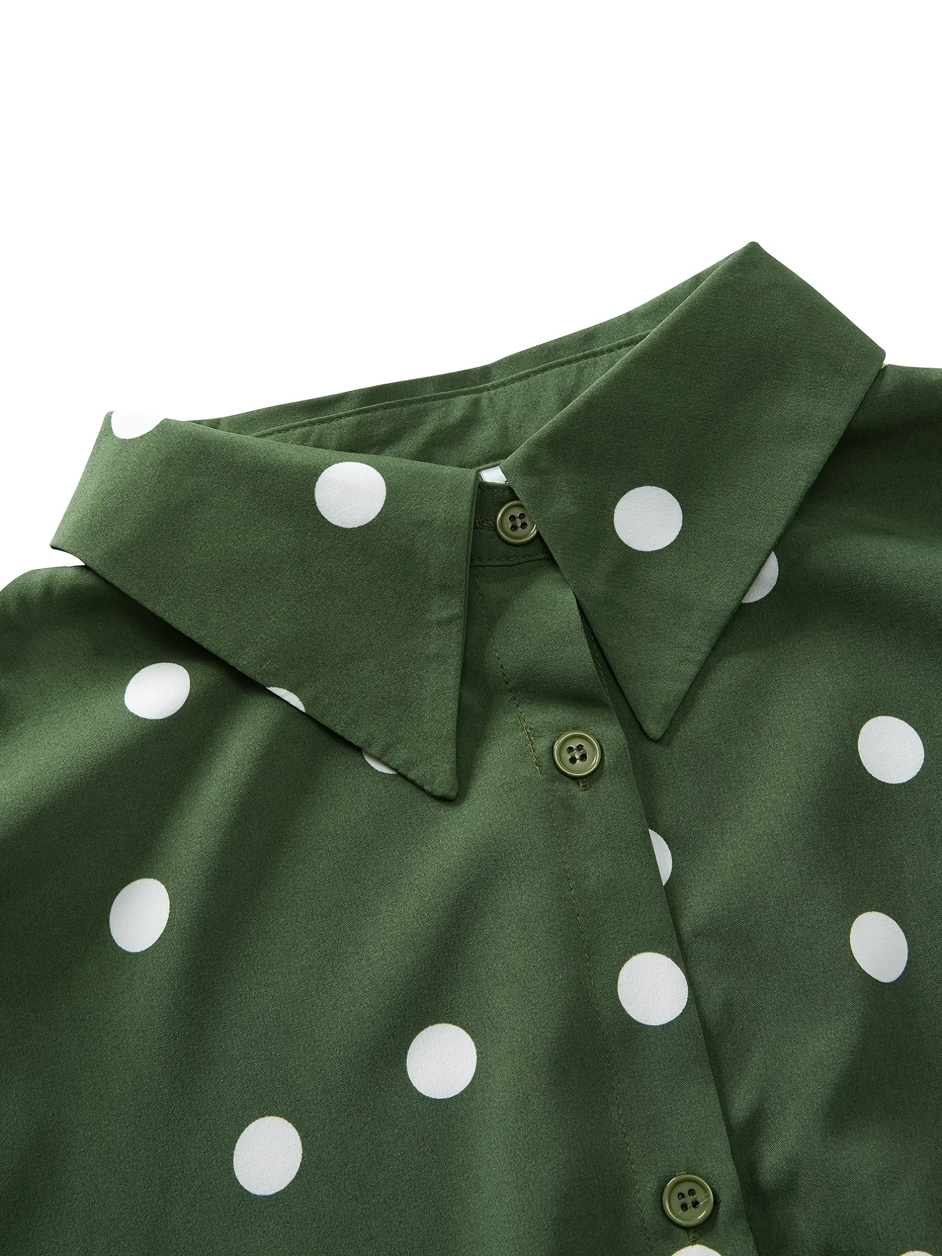 Autumn Women Shirt Green Dot Printing Female Clothing Fashion Elegant Ladies Office Chiffon Blouse Long Sleeve Women Clothes To