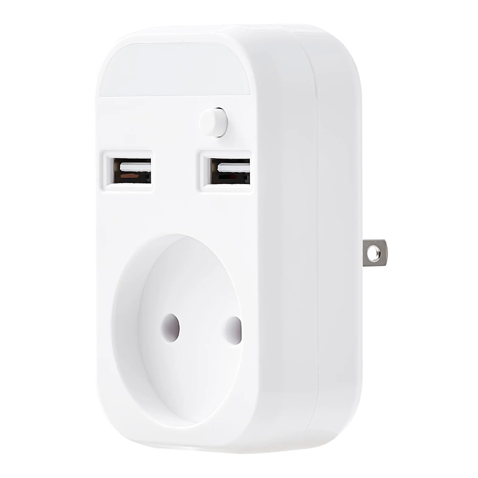 USB Wall outlet US plug adapter with 2 EU socket 2 USB Port Night Light And Switch 5V 2A USB extension socket DZ-02