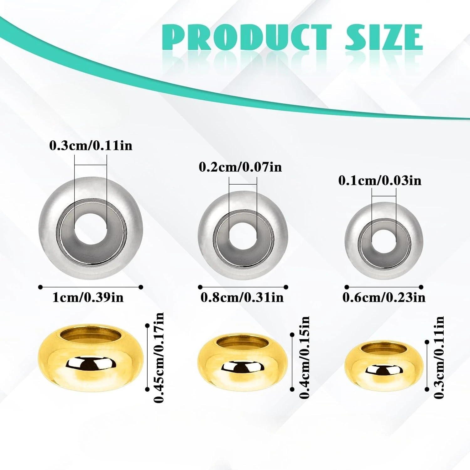 Stainless Steel Stopper Beads, Adjustable Slider Beads Spacer Beads,Insert Rubber Locating Rings for DIY Jewelry Making image 4