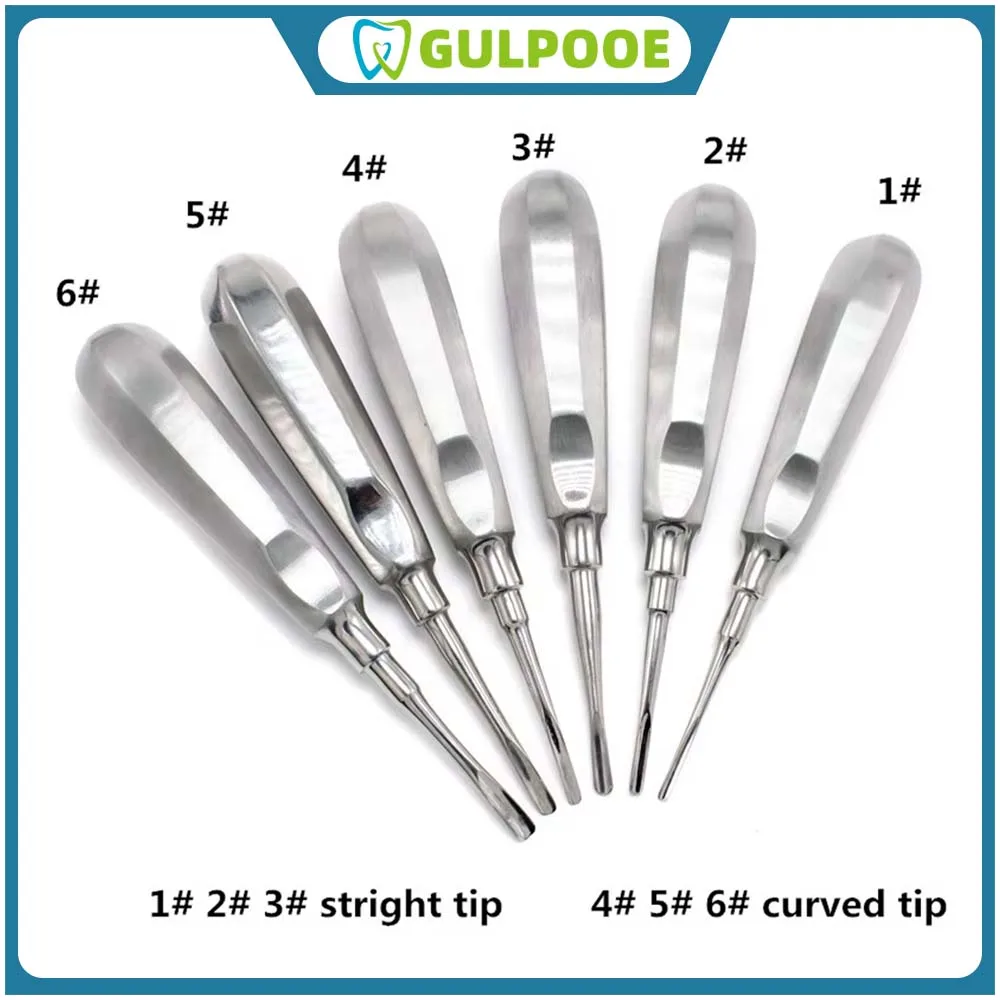 

GULPOOE Dental Extraction Elevator Stainless Steel Tooth Stright Curved Root Elevator Minimally Invasive Dentist Surgical Tool