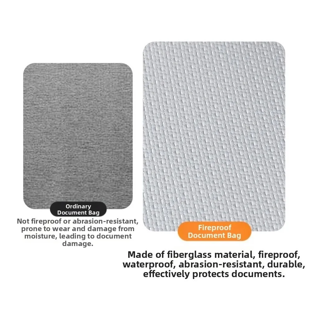 

Waterproof Fireproof Document Bag Large Capacity Zipper Closure Portable Passport Case Comfortable Handle Password Lock