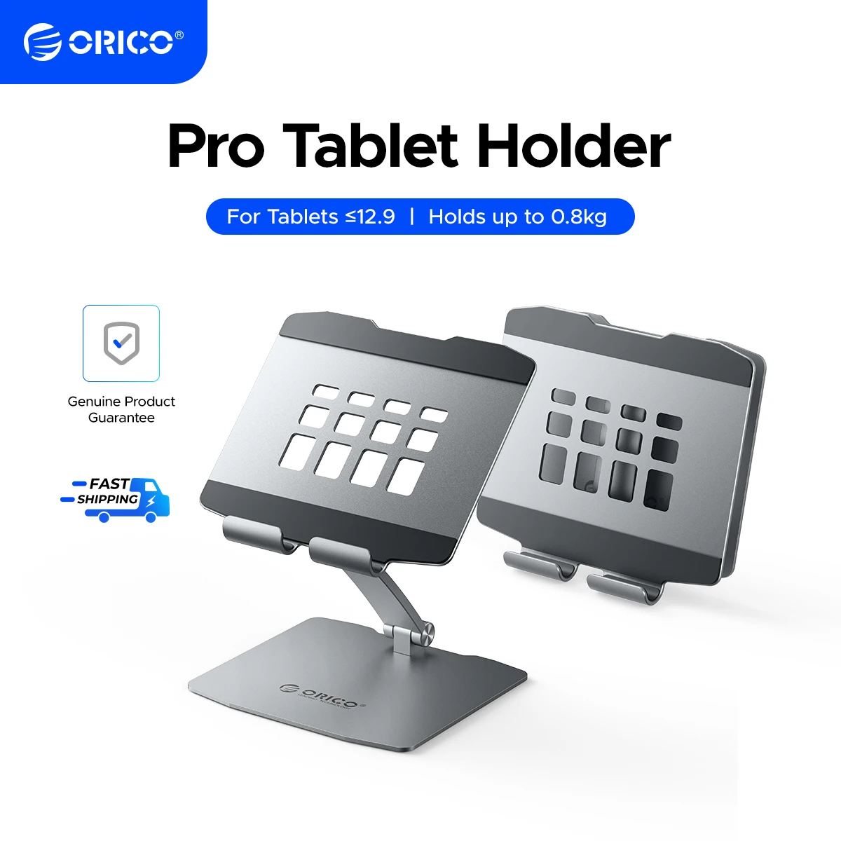 ORICO Multi-angle Adjustable Aluminum Tablet Stand Ergonomic Foldable Suitable for 12.9 Inch and Below Tablets