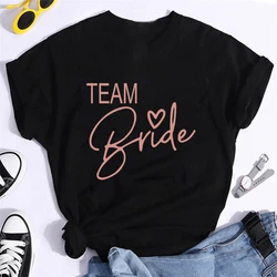 New Evjf T-shirts Hen Party Team Bride Women Casual T-shirt Girl Wedding Party Tops Black Pink Tee Bachelorette Party Clothes