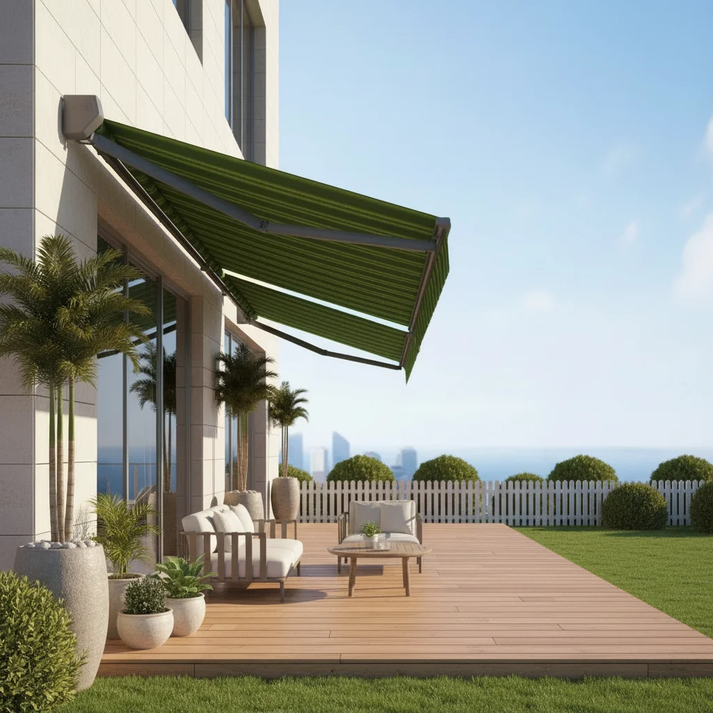

Custom Luxury Commercial Manual Aluminum Folding Arm Cassette Retractable Tarpaulin Terrace Sunshade Awning Pressure Treated