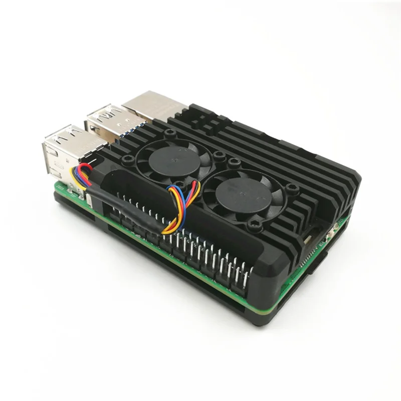 -FDDT Aluminum Alloy Shell With PWM Temperature Control Cooling Dual Fan Black For Raspberry Pi 5 Generation