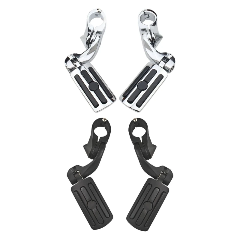 Rubber Pad Motorcycle Crash Bar Highway Pegs, Clamp On Footrests with Hinged Design for Long Road Travel Use H9EE