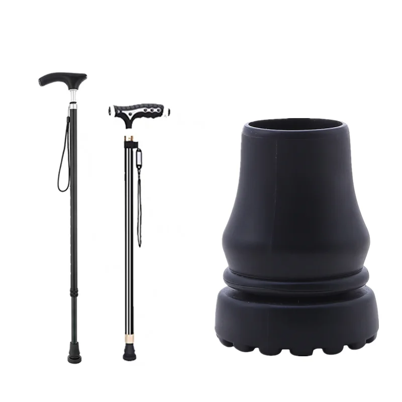 Rubber Trekking Pole Cap Walking Stick Crutch Cane Bottom Pads Cover Ferrule Non-slip Foot Cover Trekking Pole Cane Crutch Chair