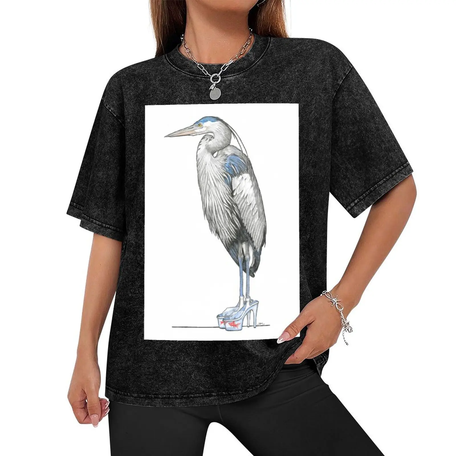 Great Blue Heron in Aquarium Platform Heels T-Shirt boys whites vintage clothes quick-drying kawaii clothes clothes for men