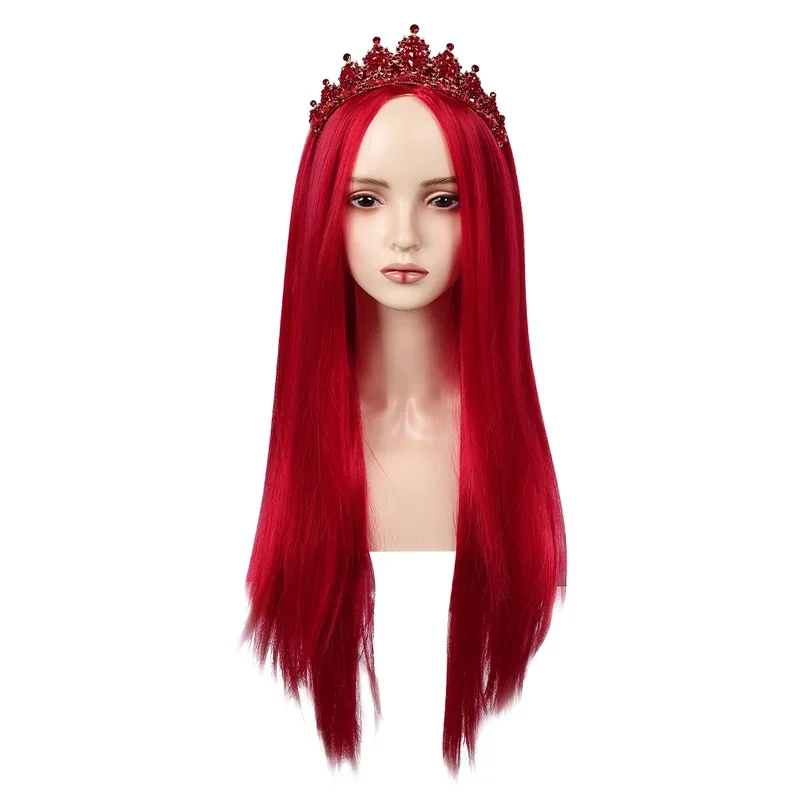 FC62024 Movie Descendent Rise Cosplay Fantasy Costume Accessories Heart Queen Wigs Red Long Straight Hair Women Hair Hallow@FC8！