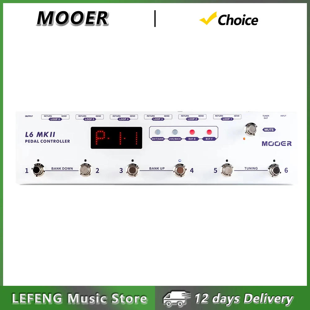 MOOER PCL6 MKII Pedal Controller Programmable Loop Switcher with 6 Loops L6 PL6 Connector LED Display Guitar Effect Pedal