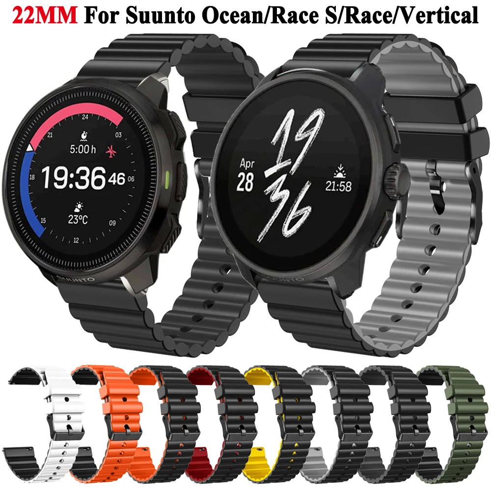 22mm Soft Silicone Strap For Suunto Ocean/Suunto RACE S/Suunto Vertical Replacement Band For Suunto 5 9 Peak Pro Watchband