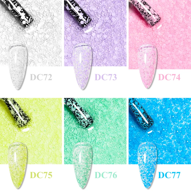 7 ml Schneeflocken-Gel-Nagellack, UV-LED, semi-permanent, milchig, weiß, rosa, Glitzer, Schnee-Pailletten, Gel-Nägel, Kunst-Design, Lack, Maniküre – Detail 7