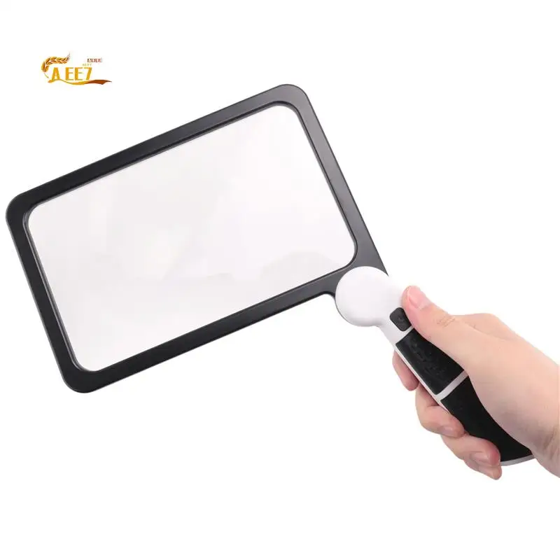 AEE7-Full-Page 5X Lupa Dobrável Iluminada Lupa Retangular para Leitura, Com 48 Luzes LED