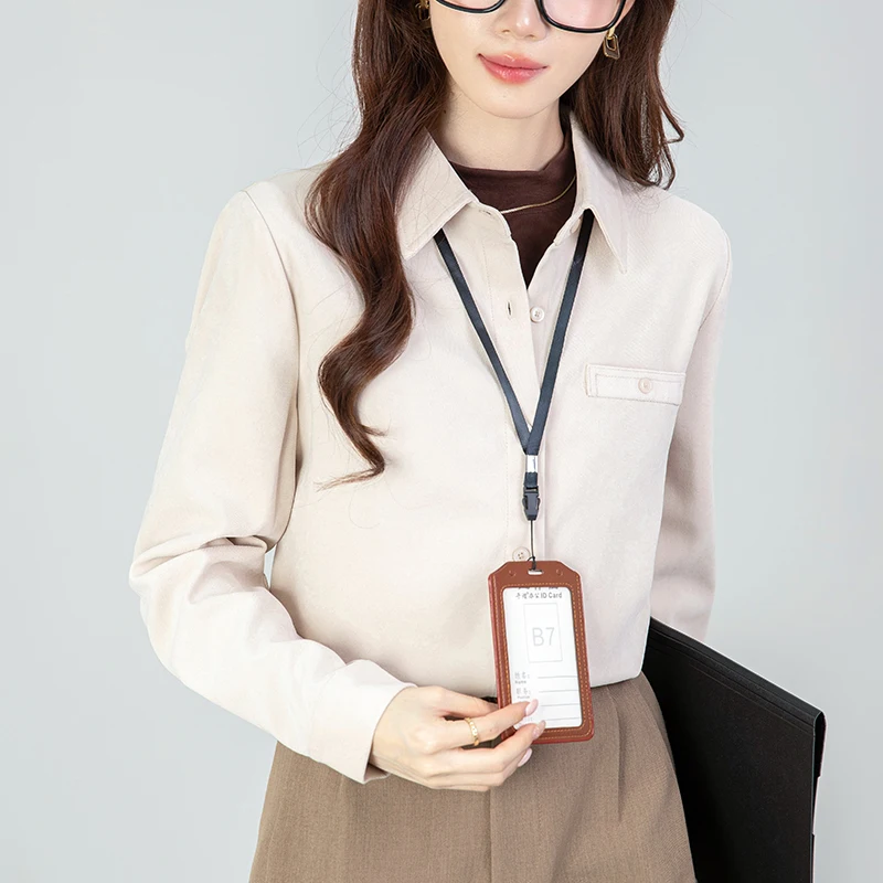 가을 겨울 빈티지 두꺼운 여성용 레드 블라우스 2025 신상 솔리드 싱글 브레스티드 오피스 워크웨어 캐주얼 루즈 셔츠 탑 여성용