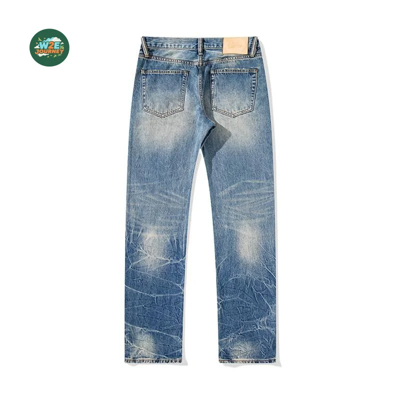 W2EJOURNEY Luxury Quality EU US Size Jean Pants Retro Urban Slim Fit Straight Leg Didtressed Men'S Jeans Without Stretch