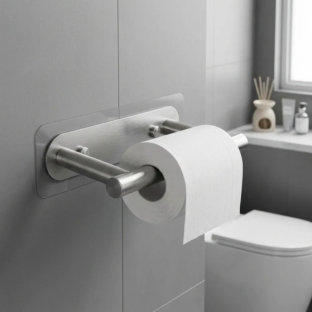 SUS304 Toilet Paper Holder Stylish Nickel Finish Wall Mount Rack Easy Install Hardware Accessory For Home Bathroom Restroom