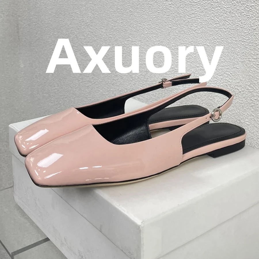 

2024 New Women's flat shoes Summer Style Lacquer leather upper Solid color Square head design Casual Shoes Versatile