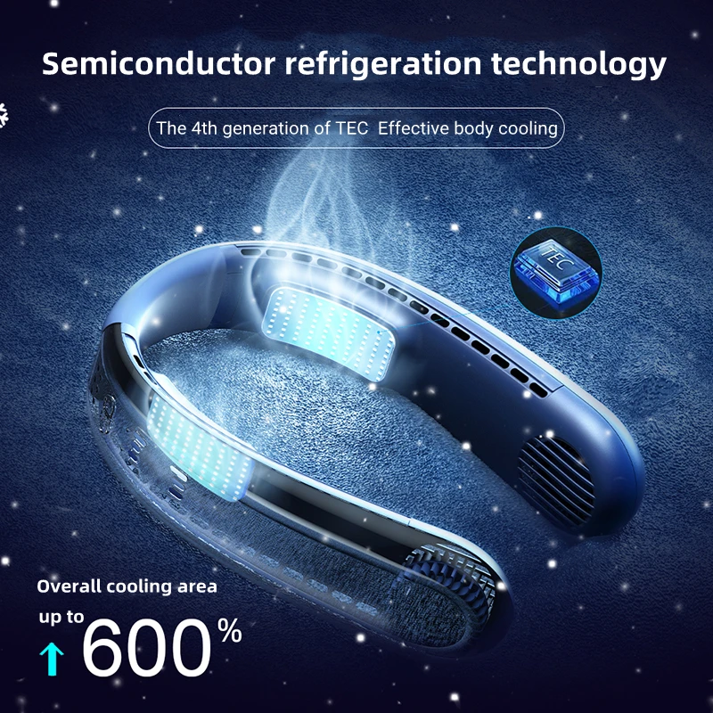 아웃도어 휴대용 목걸이 선풍기, USB 충전, 4000mAh 배터리, 음소거, 스포츠, 리프리스 선풍기, 에어 쿨러, 전기 급속 냉각기, 3 단 속도