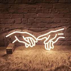 Hands Of God Neon Sign For Wall Decor Dimmable Neon LED Lights USB Powered Light Up Signs For Home Bars Party Bedroom Cafe Shop