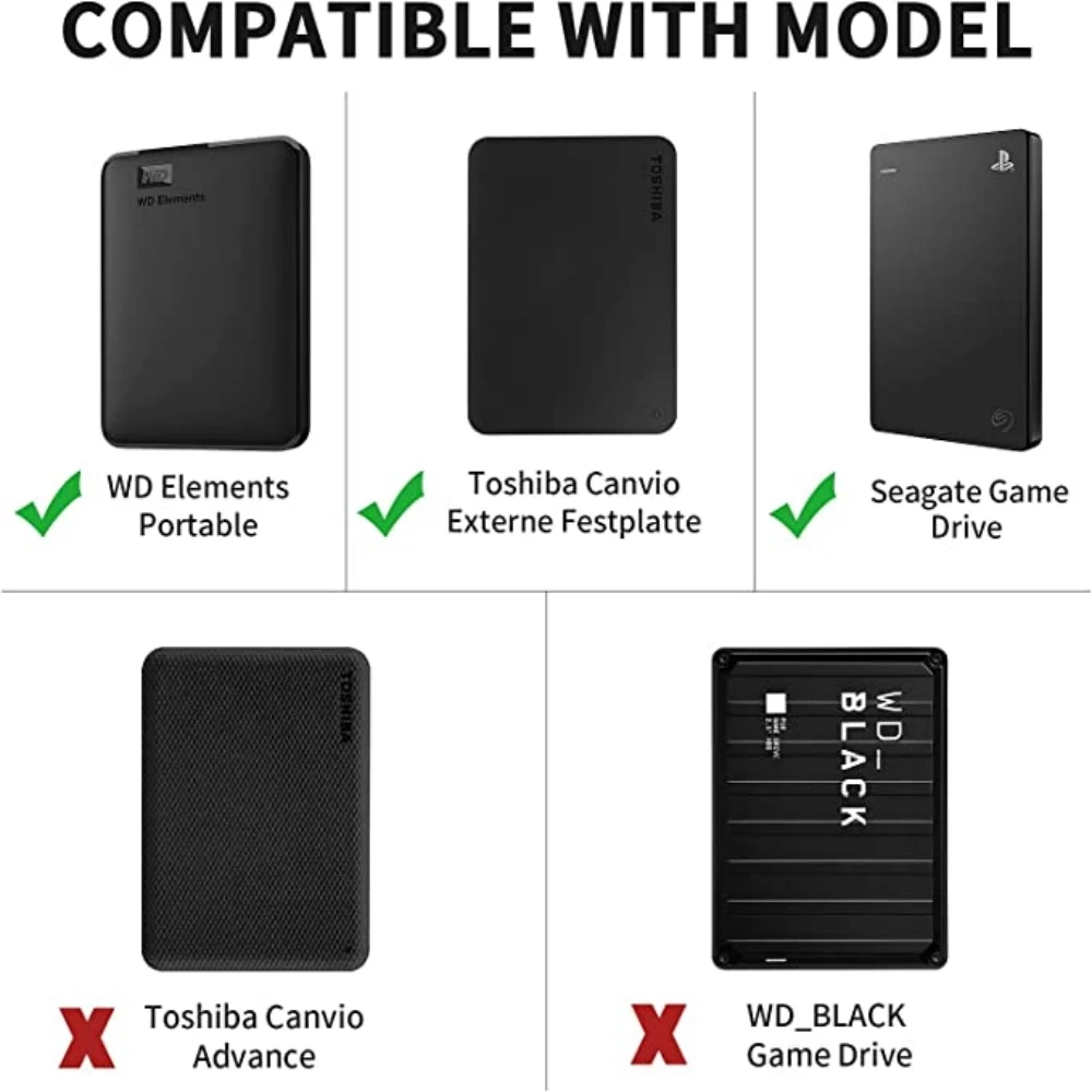 Yinke Hard disk esterni HDD custodia da viaggio per Seagate WD Elements Toshiba Canvio custodia protettiva portatile