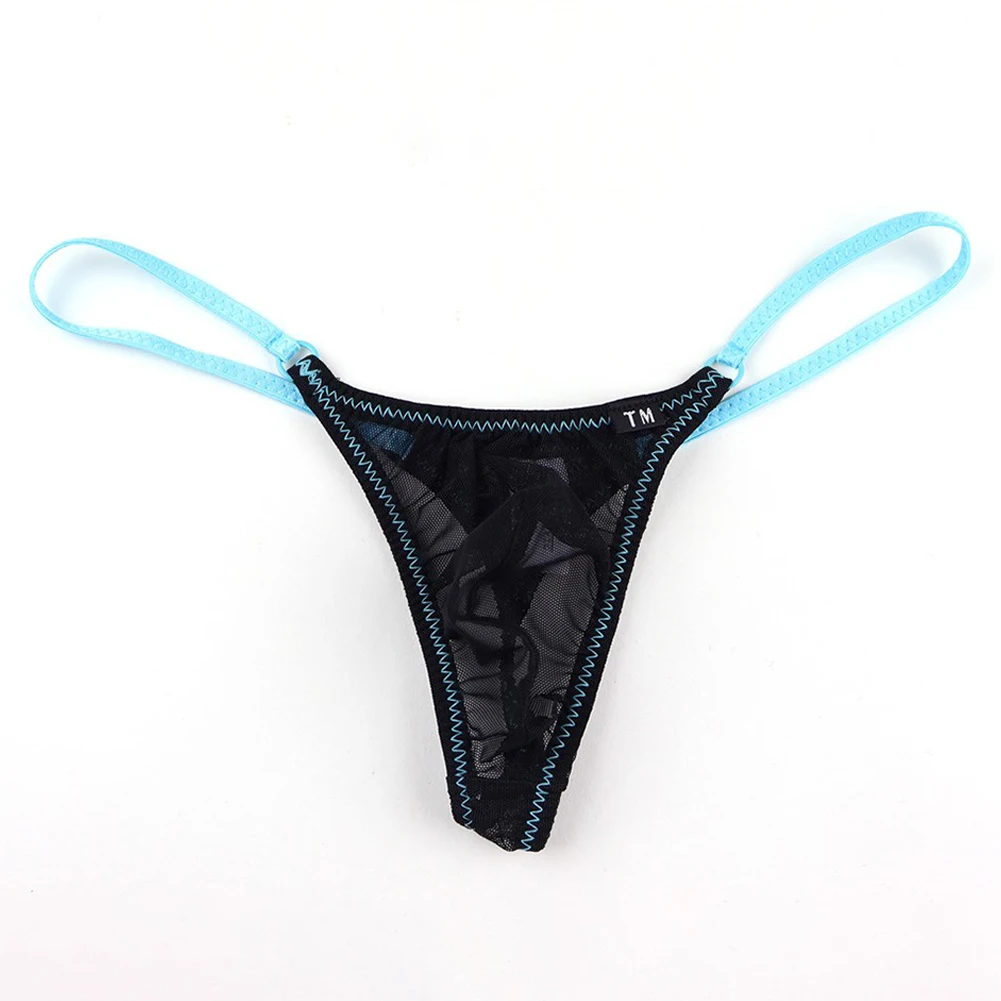 Micro Bikini Briefs Lingerie Mens Sexy Briefs Mesh See-through Pouch Panties G-string Underwear T-back Thong Male Lingerie