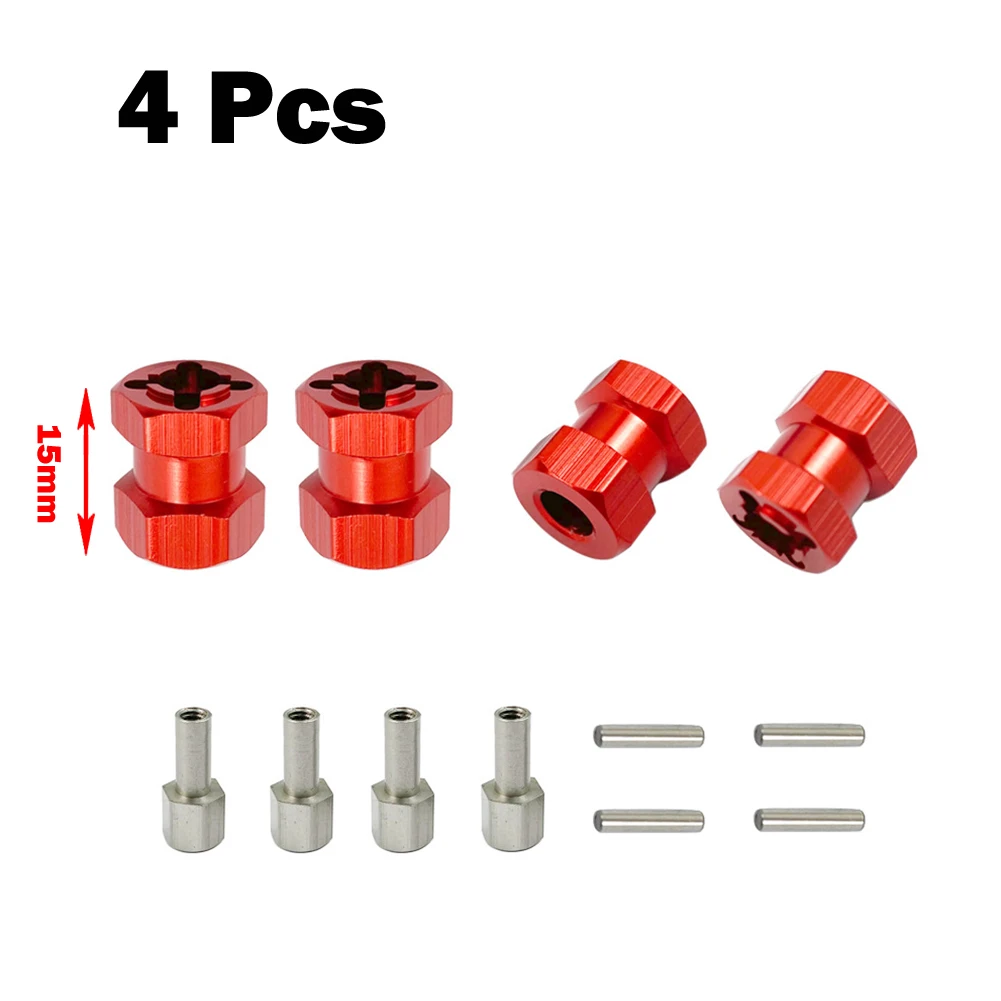 4PCS 12mm Wheel Hex 15mm Longer Enhanced Mount Adapter Cover Hub For 1/10 RC Crawler SCX10 D90 Truck Truggy RC Spare Parts