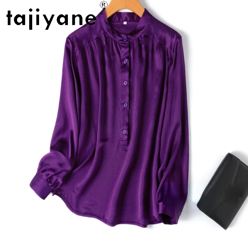 

TAJIYANE 100% Mulberry Silk 19 Momme Women Shirts Summer Women Clothing Long Sleeve Top Loose Fit Womens Tops Топ Женский 2024