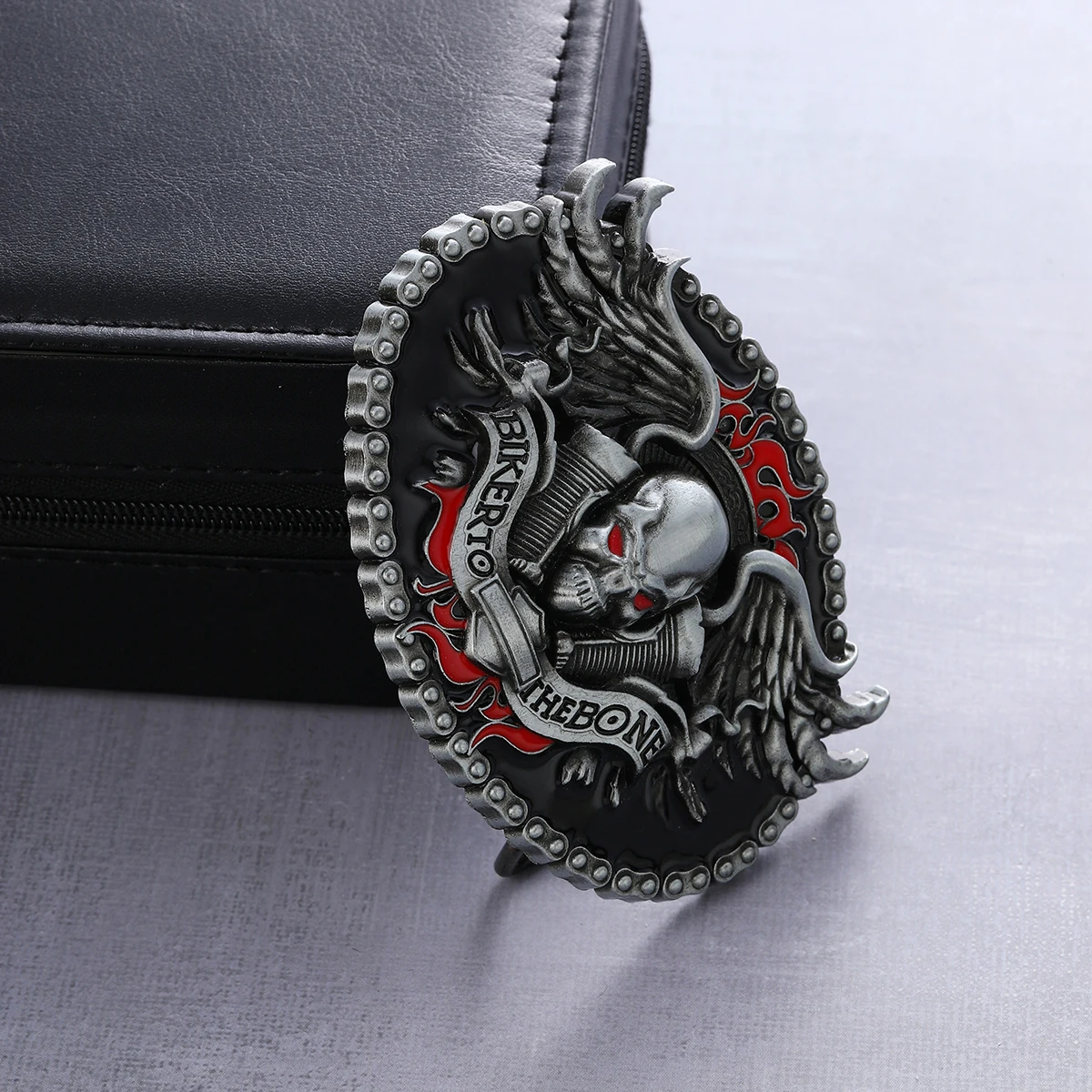 Western Retro Relief Novelty Ghost Fire Alloy with Embossing Fashion Punk Style Smooth Belt Buckle Accessories