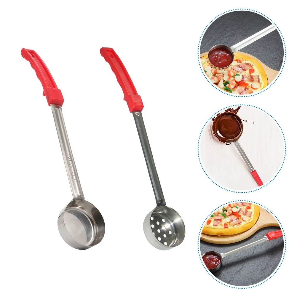 

2 Pcs Pizza Sauce Spoon for Pet Stainless Steel Portion Control Pp Kitchen Scoop