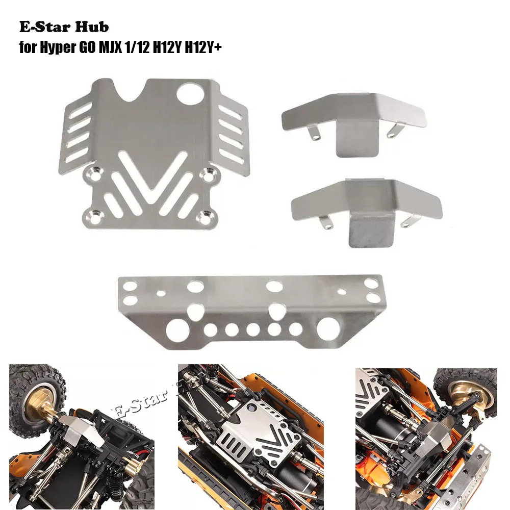 

Stainless Steel Front and Rear Chassis Armor Protector Skid Plate for Hyper GO MJX 1/12 H12Y H12Y+ RC Climbing Car Truck
