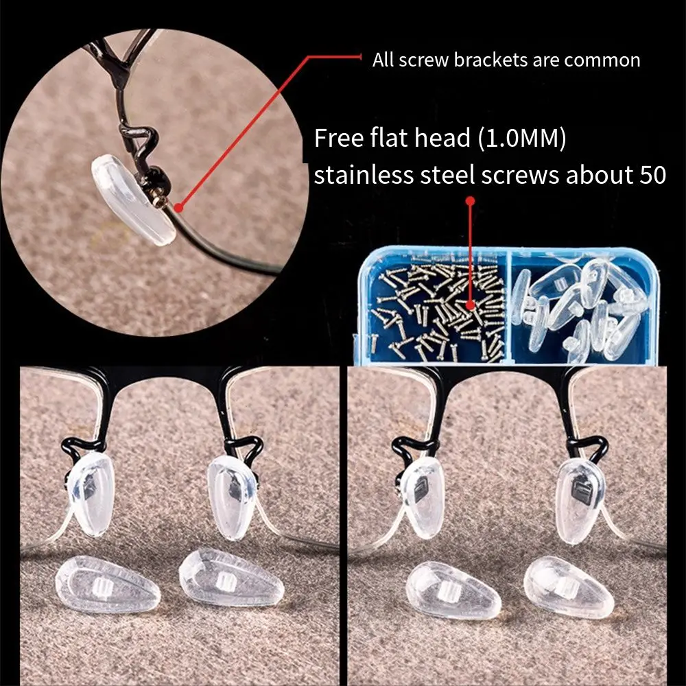 Silicone Eyeglass Repair Kit Antiskid Durable Precision Screw Sets Sturdy Universal Nose Pads Repair Kit Sunglasses