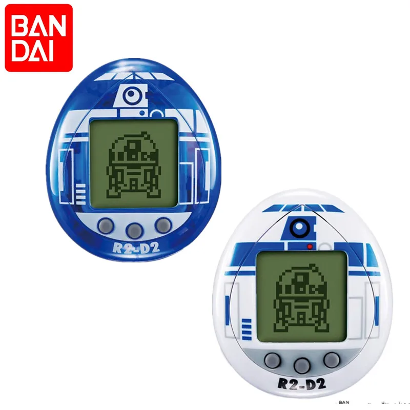 Bandai-Mini consola interactiva de Star Wars para niños, juguete nostálgico para mascota Virtual, Original, R2-D2, Tamagotchi, Anime blanco y azul