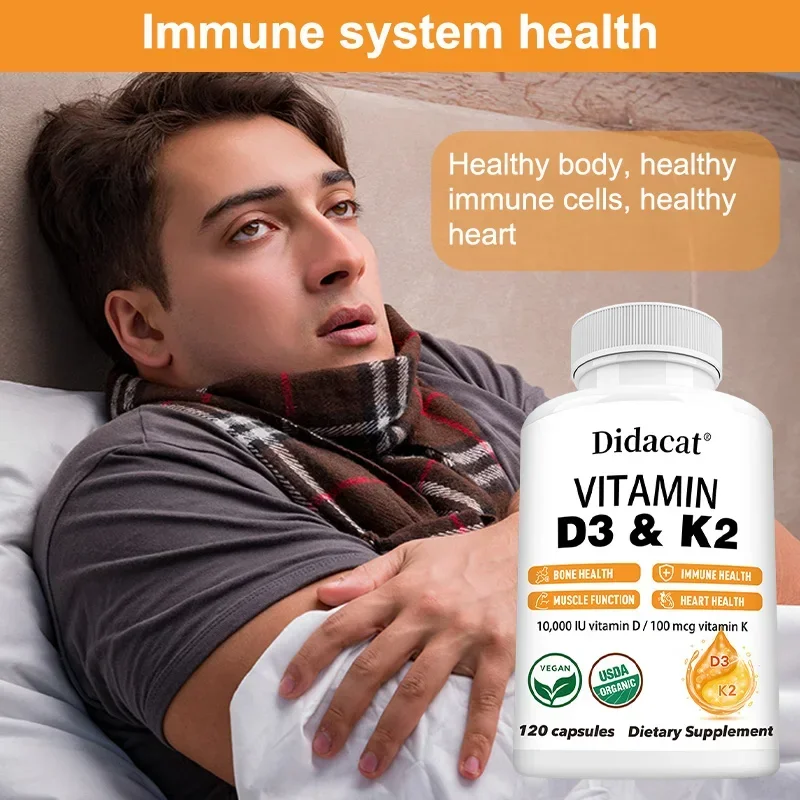 D3 & K2 Vitamins - D3K2 Supplement - Supports Heart, Bone, Muscle, Immune & Joint Health, 10,000 IU Vitamin D & 100mcg Vitamin K