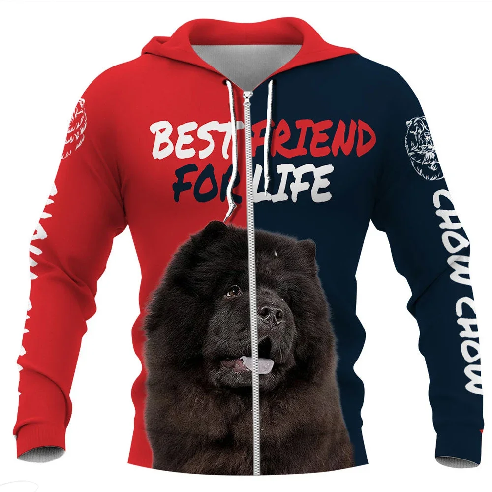 HX موضة الحيوانات أغطية رأس بسحاب ثلاثية الأبعاد الرسم تشاو تشاو مطبوعة البلوز القمم موضة الحيوانات الأليفة البلوفرات ملابس رياضية كاجوال