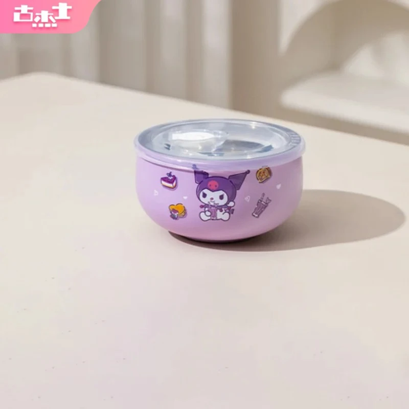 For Sanrio Kuromi 5inch Rice Bowl Hello Kitty Cinnamoroll Bowls Stainless Steel Soup Bowls Complementary Food Tableware for Baby