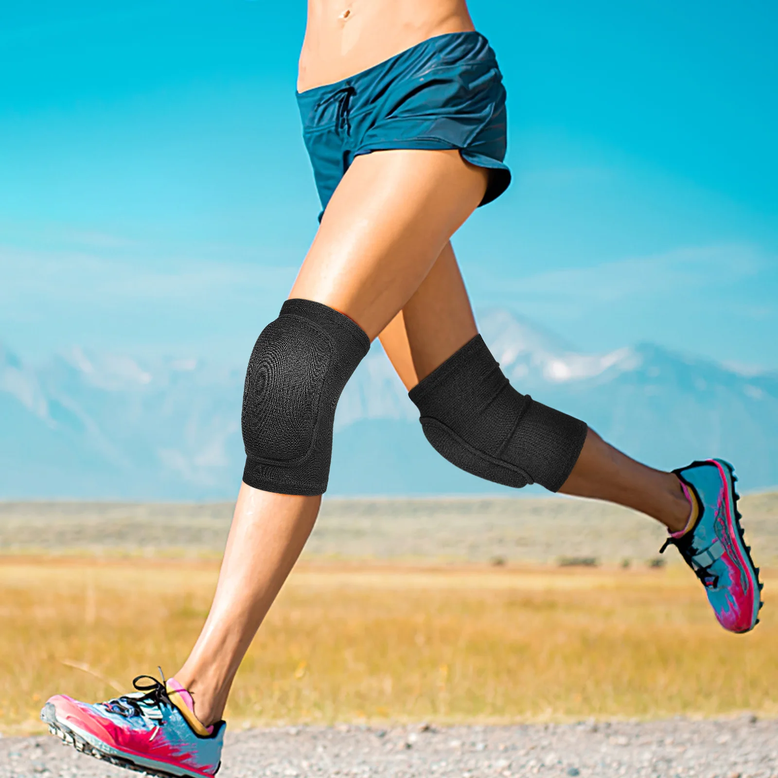 1 زوج منصات الركبة عالية المرونة البوليستر منصات الرقص لكرة السلة المصارعة البستنة واقية مبطن الأكمام مريحة تناسب #1