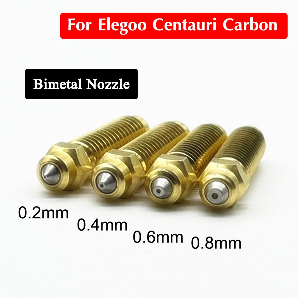 

3D Printer Nozzle For Elegoo Centauri Carbon 0.2mm 0.4mm 0.6mm 0.8mm Bimetal Brass Nozzle for Centauri Carbon Hotend Nozzle Part