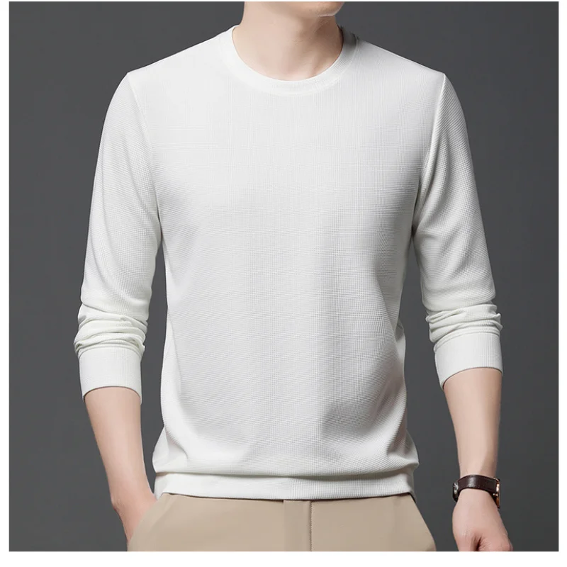 Men's Clothing Simplicity Commuting 2023 Autumn and Winter New Round Neck Long Sleeve Solid Color Versatile Fashion Pullover